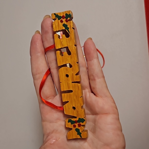 Lot of 4 'Maureen' ornaments angel bell miniature mug carved wood name EUC - Picture 4 of 10